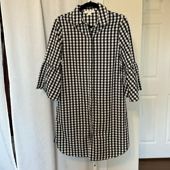 Beachlunchlounge Black and White Gingham Buttondown Shirtdress - Picture 4 of 7
